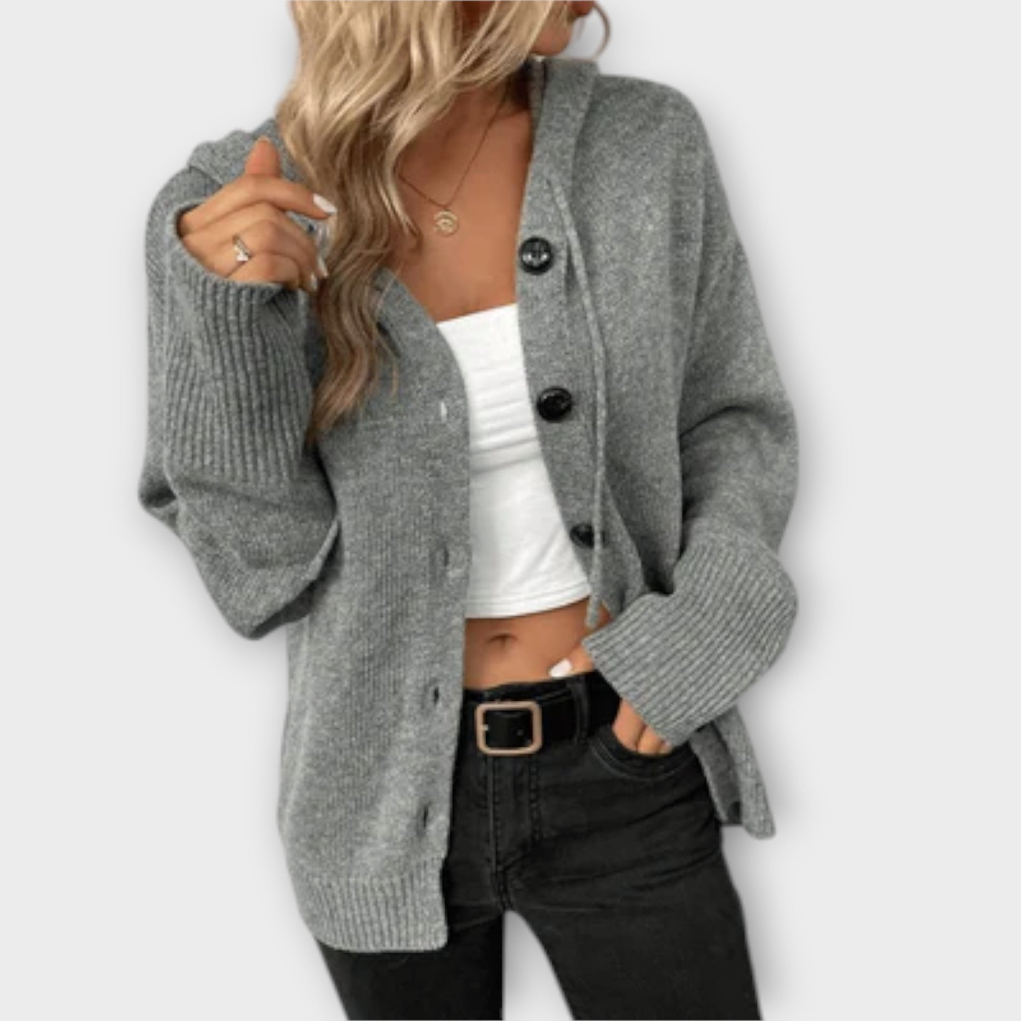 Frida - Strikket cardigan med knapper