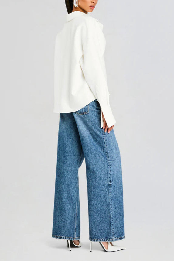 Maya - Draped skjorte med knapper