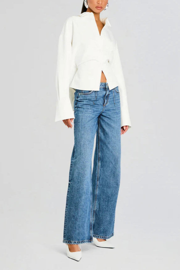 Maya - Draped skjorte med knapper