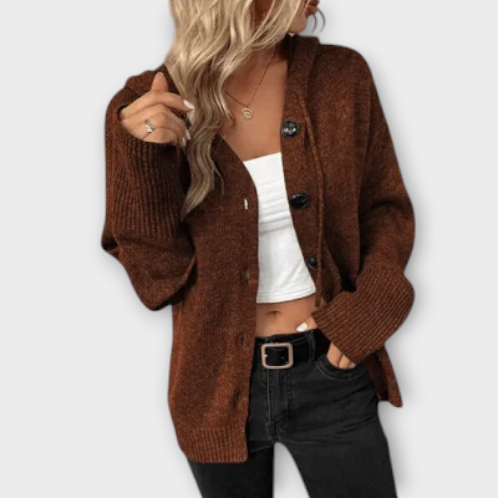 Frida - Strikket cardigan med knapper