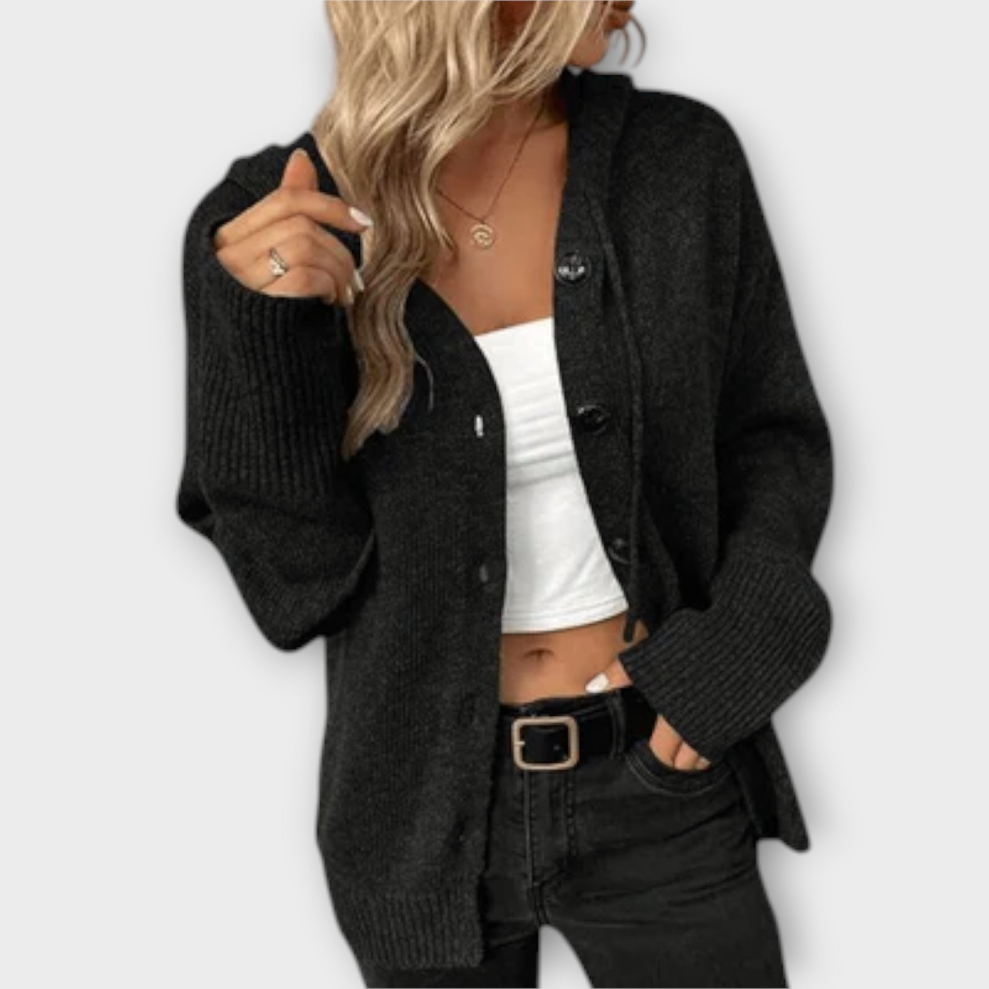 Frida - Strikket cardigan med knapper